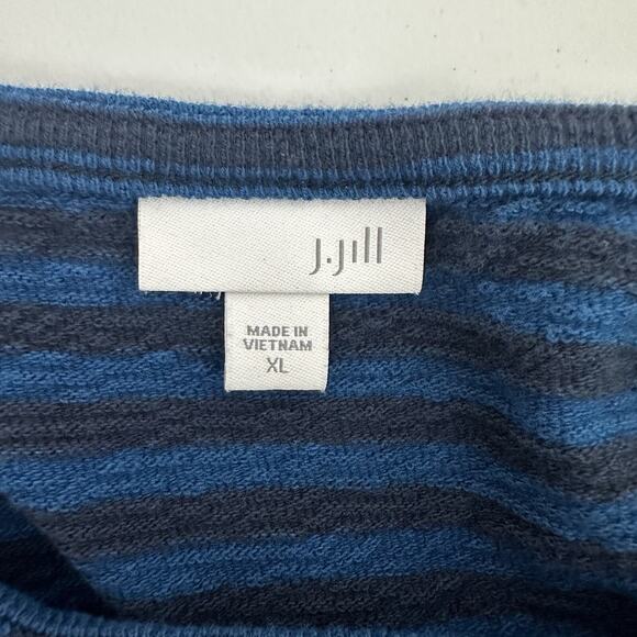 J Jill Sweater Womens XL Blue Striped Knit Boxy Buttons Casual Lagenlook Long - Picture 5 of 11